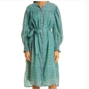ULLA JOHNSON Fiora Dreamy Teal Midi Long Sleeve
Dress Size 0 NWT